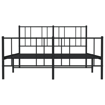 Black Metal Bed Frame with Footboard 160x200cm - No Mattress