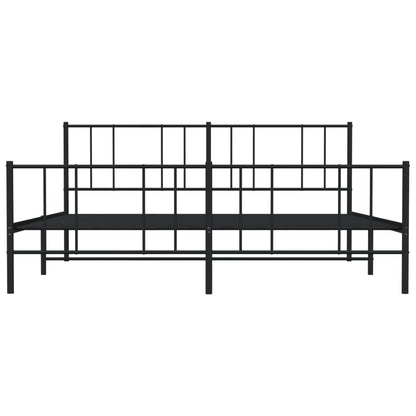 Black Metal Bed Frame with Footboard - 180x200cm, No Mattress