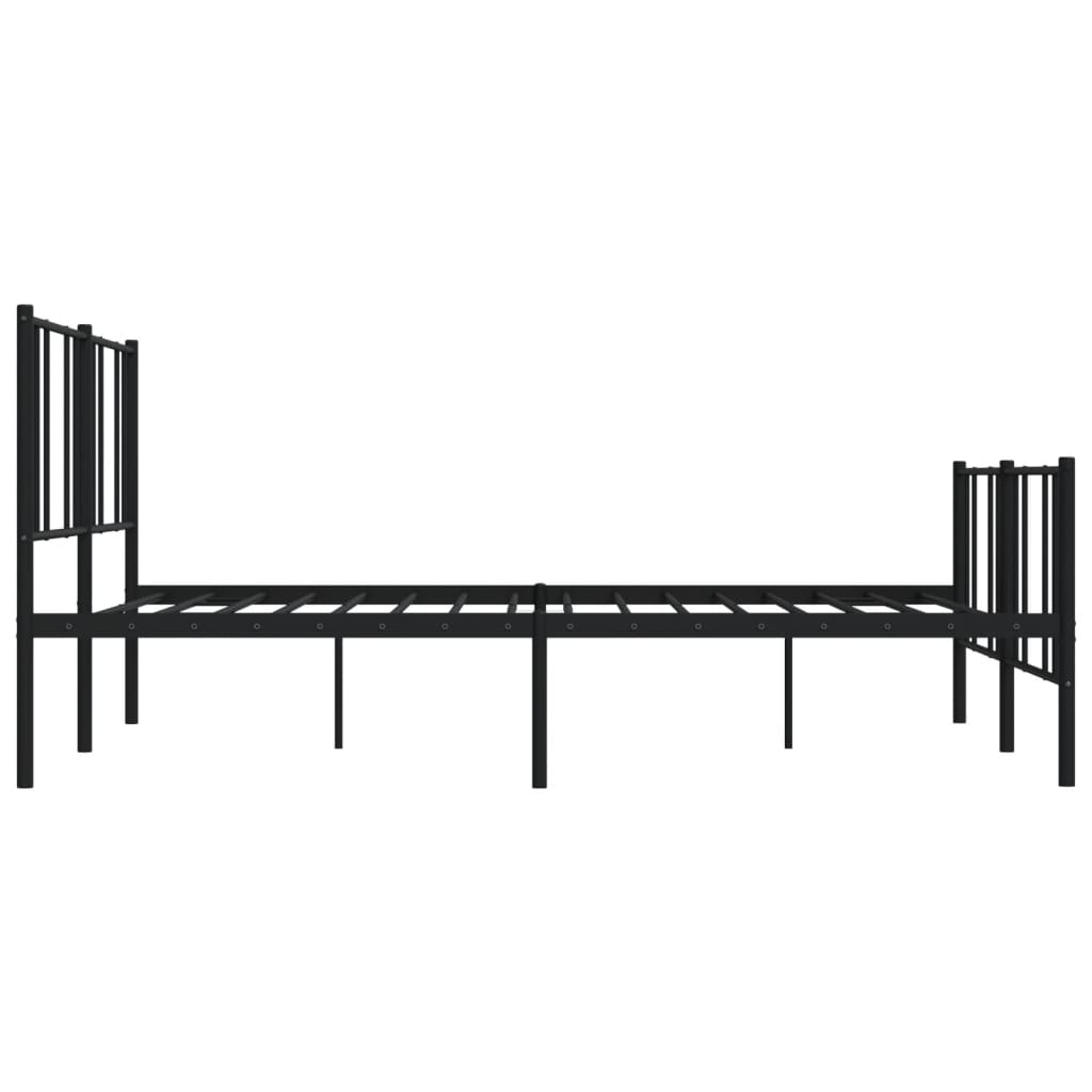 Black Metal Bed Frame with Footboard - 180x200cm, No Mattress