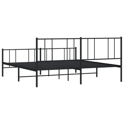 Black Metal Bed Frame with Footboard - 180x200cm, No Mattress