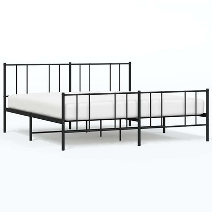 Black Metal Bed Frame with Footboard 183x213cm - No Mattress