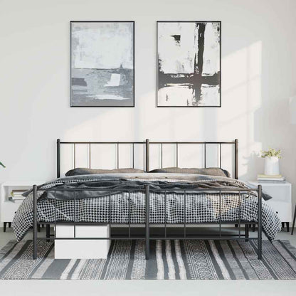 Black Metal Bed Frame with Footboard 183x213cm - No Mattress