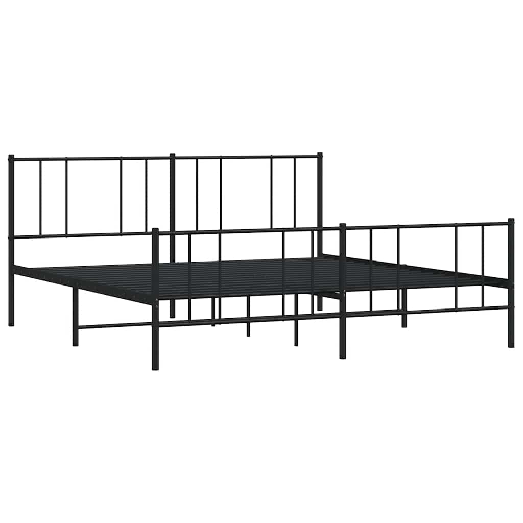 Black Metal Bed Frame with Footboard 183x213cm - No Mattress
