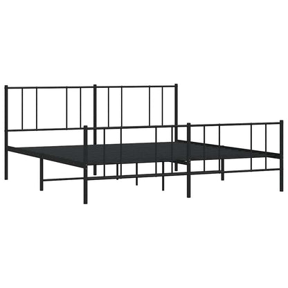 Black Metal Bed Frame with Footboard 183x213cm - No Mattress