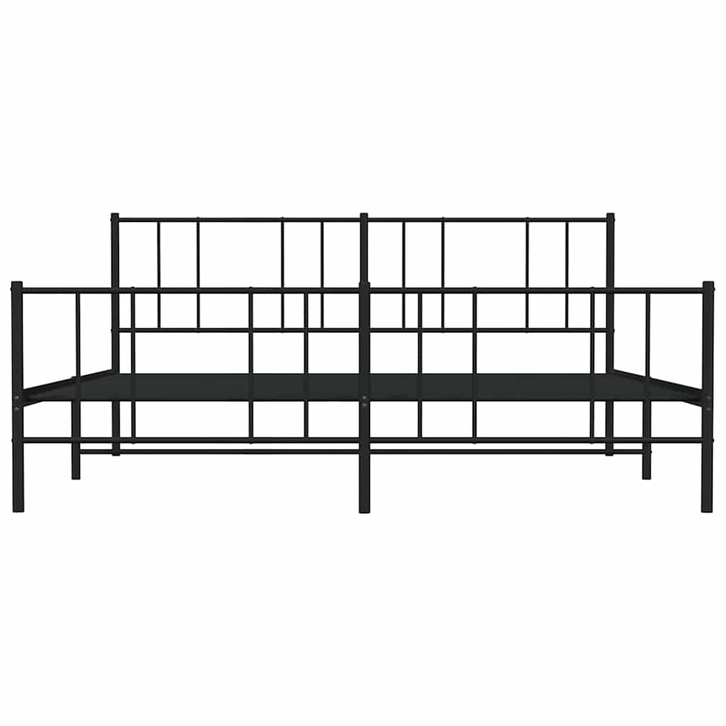 Black Metal Bed Frame with Footboard 183x213cm - No Mattress