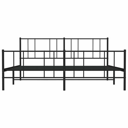 Black Metal Bed Frame with Footboard 183x213cm - No Mattress
