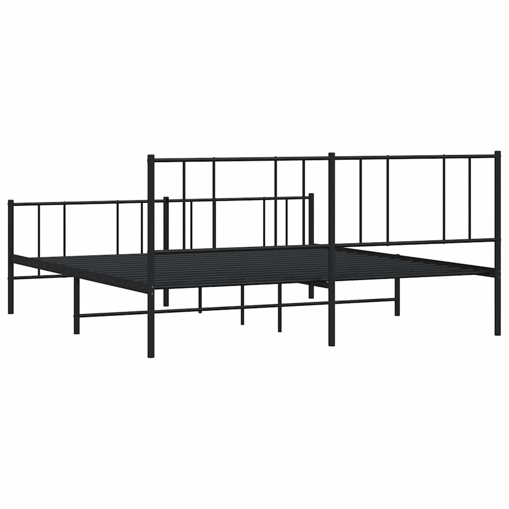 Black Metal Bed Frame with Footboard 183x213cm - No Mattress