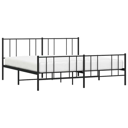 Sleek Black Metal Bed Frame with Footboard - 193x203cm