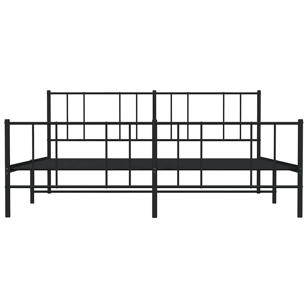 Sleek Black Metal Bed Frame with Footboard - 193x203cm