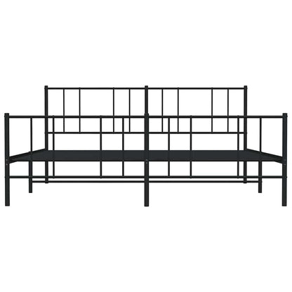 Sleek Black Metal Bed Frame with Footboard - 193x203cm