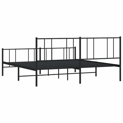 Sleek Black Metal Bed Frame with Footboard - 193x203cm