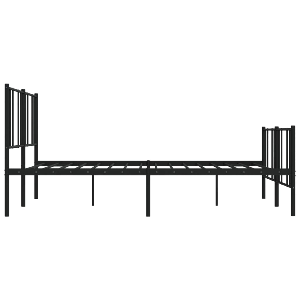 Elegant Black Metal Bed Frame with Footboard - 200x200cm