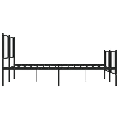 Elegant Black Metal Bed Frame with Footboard - 200x200cm