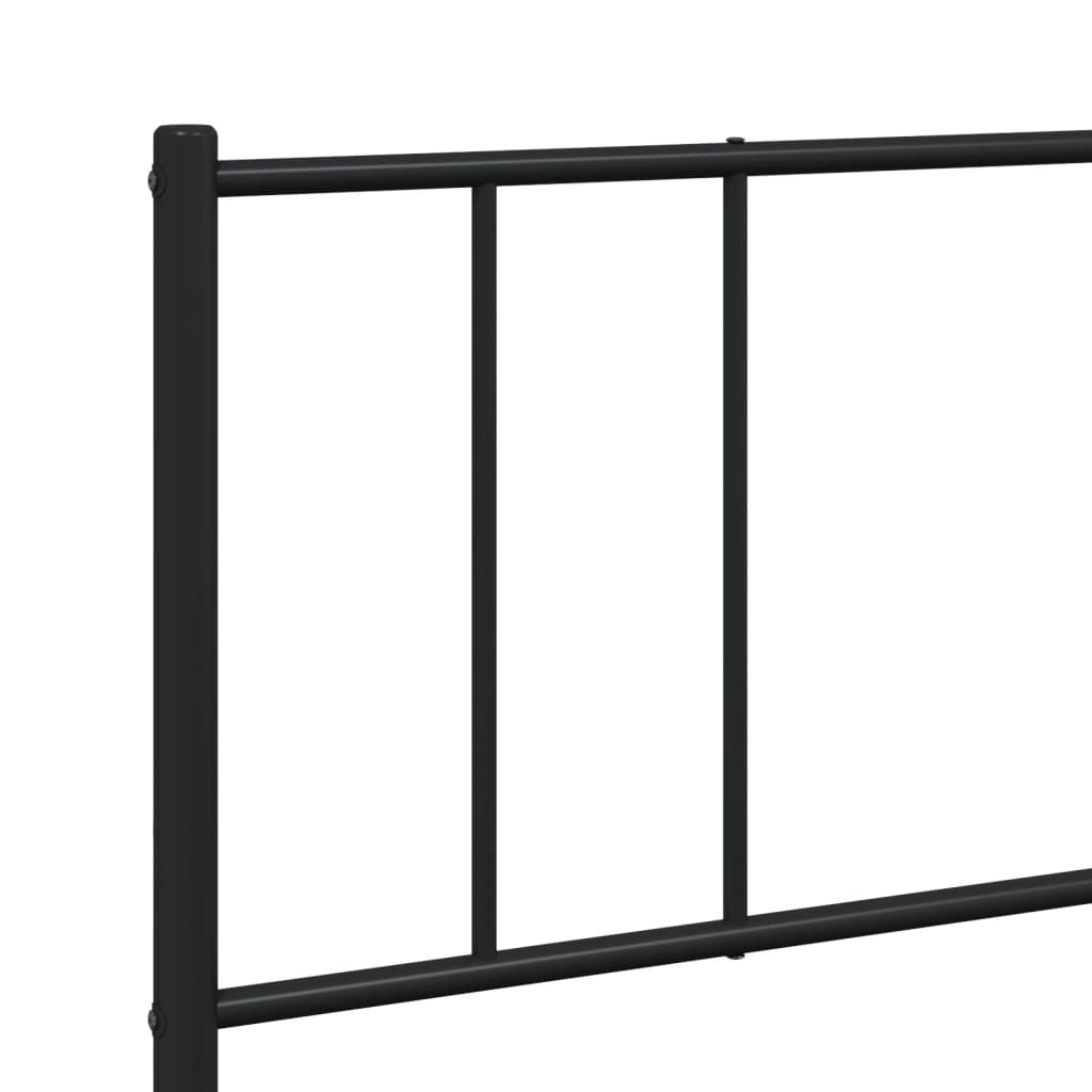 Elegant Black Metal Bed Frame with Footboard - 200x200cm