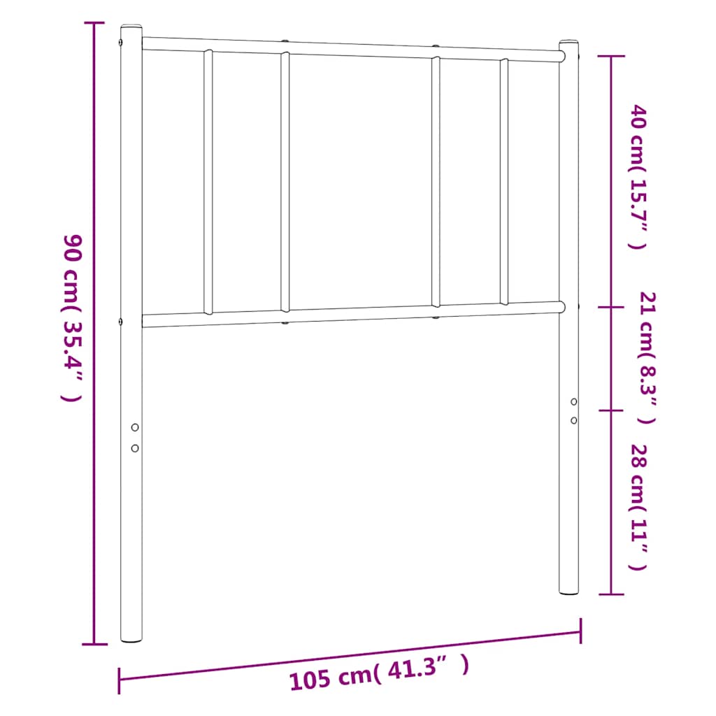 Sleek Black Metal Headboard - 100 cm Stylish Bedroom Accent