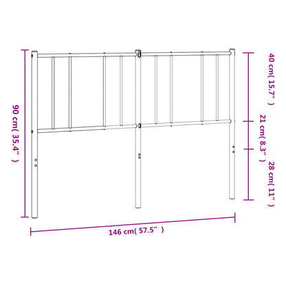 Sleek Black Metal Headboard - 140 cm for Modern Elegance