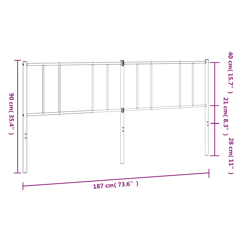 Elegant Black Metal Headboard - 180 cm Modern Bedroom Décor