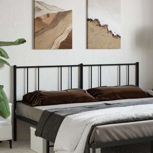 Sleek Black Metal Headboard - Elegant Style, 193 cm