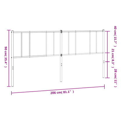 Sleek Black Metal Headboard - 200 cm Modern Design