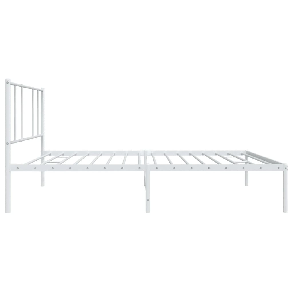 White Metal Bed Frame with Headboard 75x190cm - No Mattress