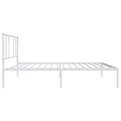 White Metal Bed Frame with Headboard 75x190cm - No Mattress