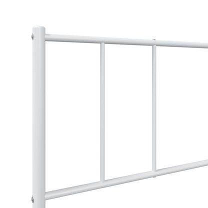 White Metal Bed Frame with Headboard, 90x190cm - No Mattress Included