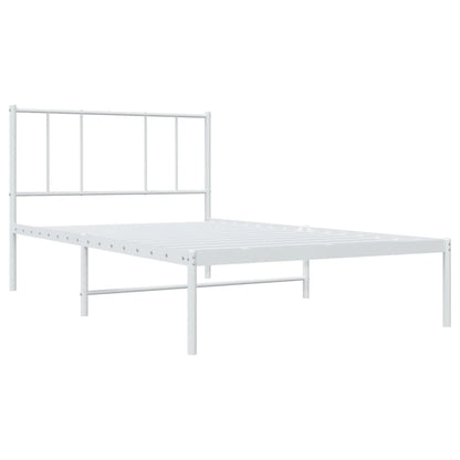 White Metal Bed Frame with Headboard 100x190cm - No Mattress