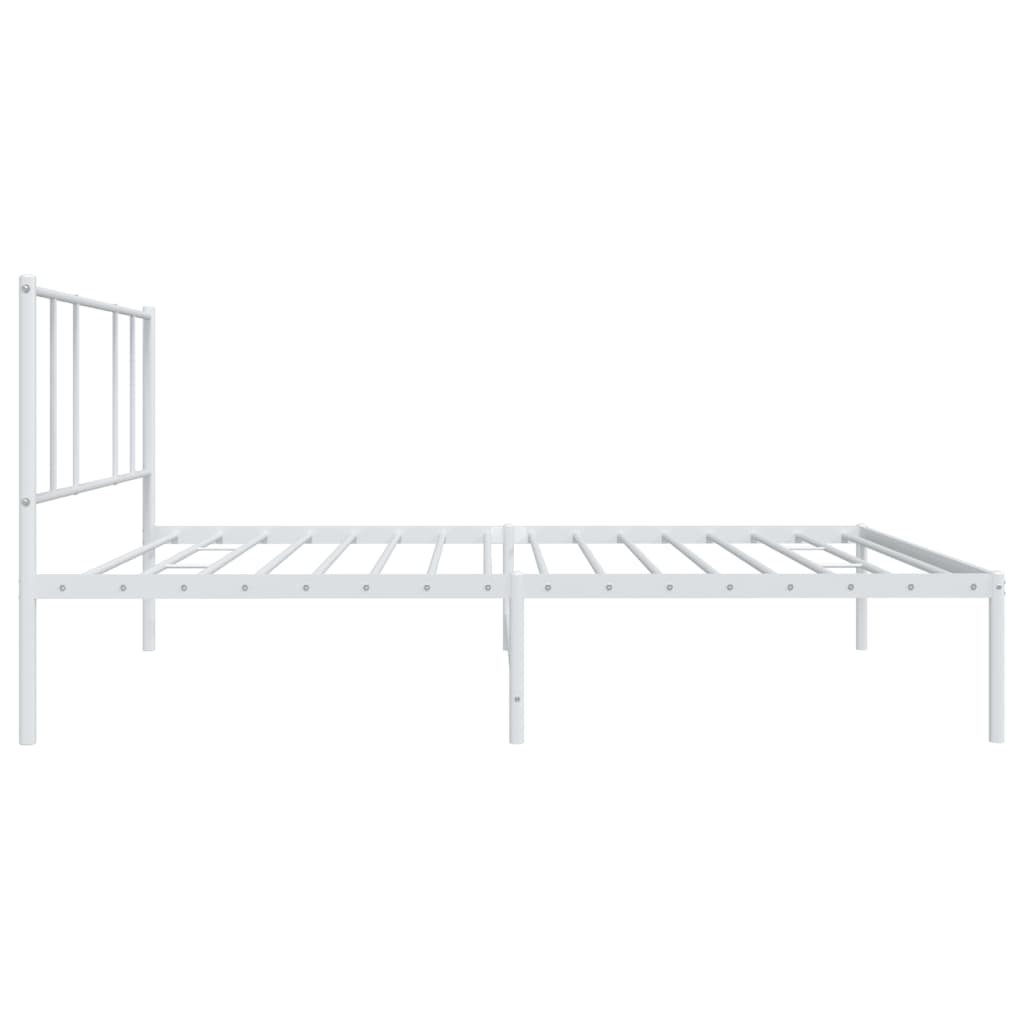 White Metal Bed Frame with Headboard 100x190cm - No Mattress