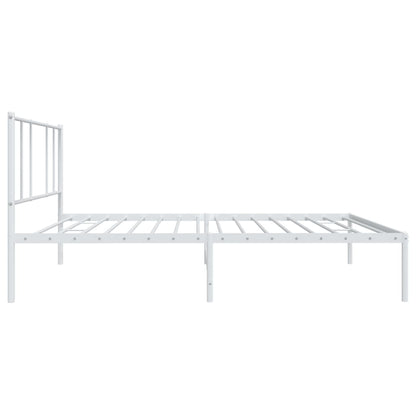 White Metal Bed Frame with Headboard 100x190cm - No Mattress