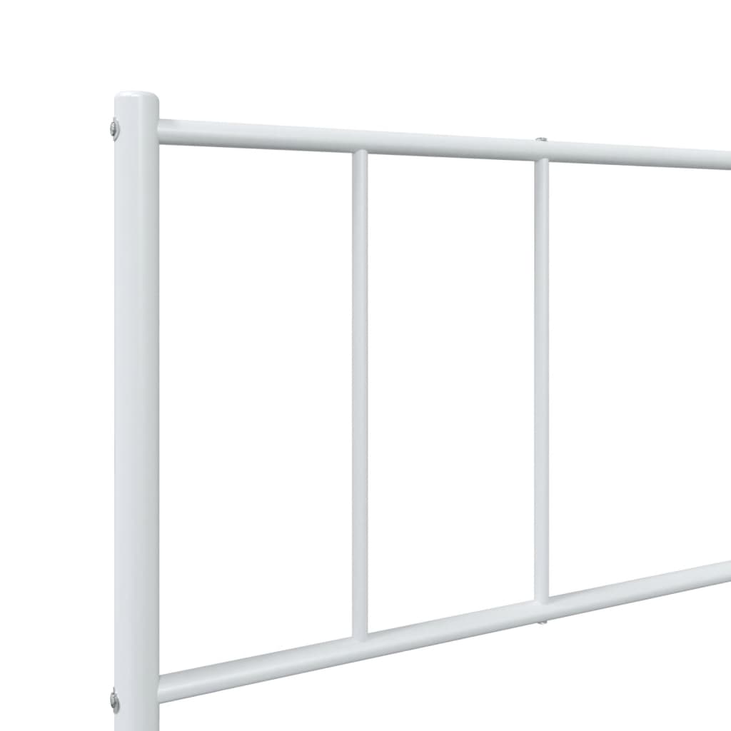 White Metal Bed Frame with Headboard 100x190cm - No Mattress