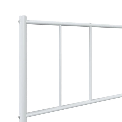 White Metal Bed Frame with Headboard 100x190cm - No Mattress