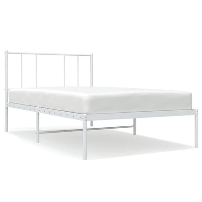 White Metal Bed Frame with Headboard 100x200cm - No Mattress