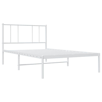 White Metal Bed Frame with Headboard 100x200cm - No Mattress