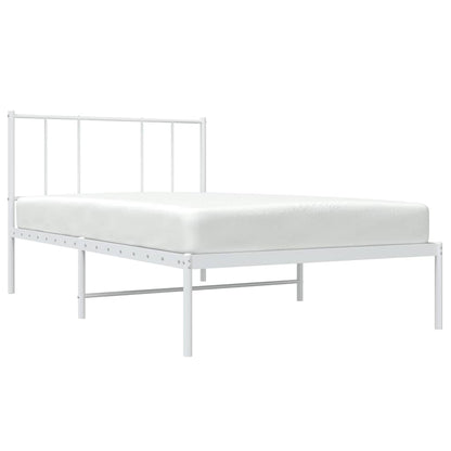 White Metal Bed Frame with Headboard 100x200cm - No Mattress