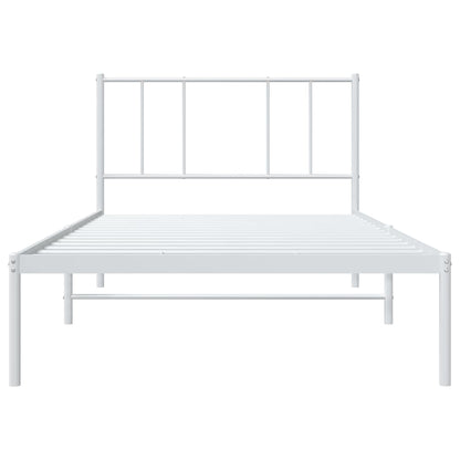 White Metal Bed Frame with Headboard 100x200cm - No Mattress
