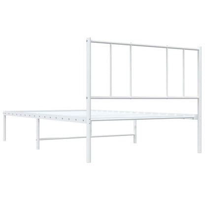 White Metal Bed Frame with Headboard 100x200cm - No Mattress