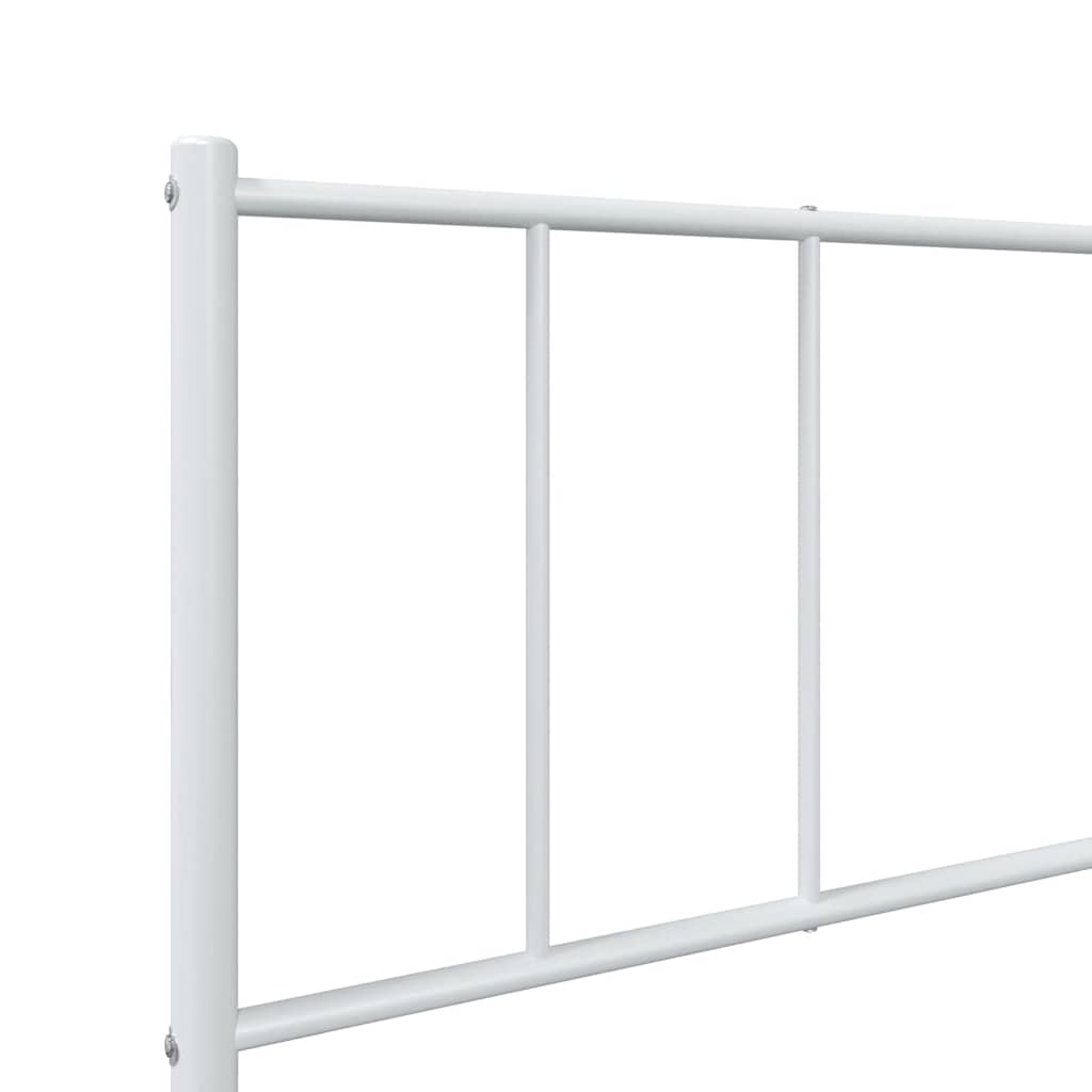 White Metal Bed Frame with Headboard 100x200cm - No Mattress