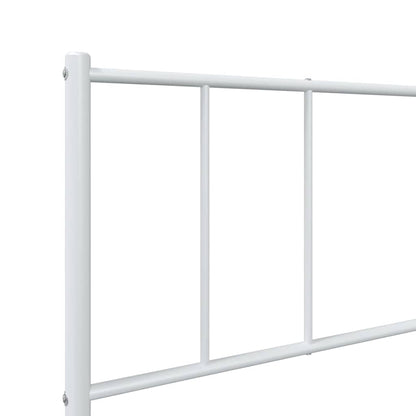White Metal Bed Frame with Headboard 100x200cm - No Mattress