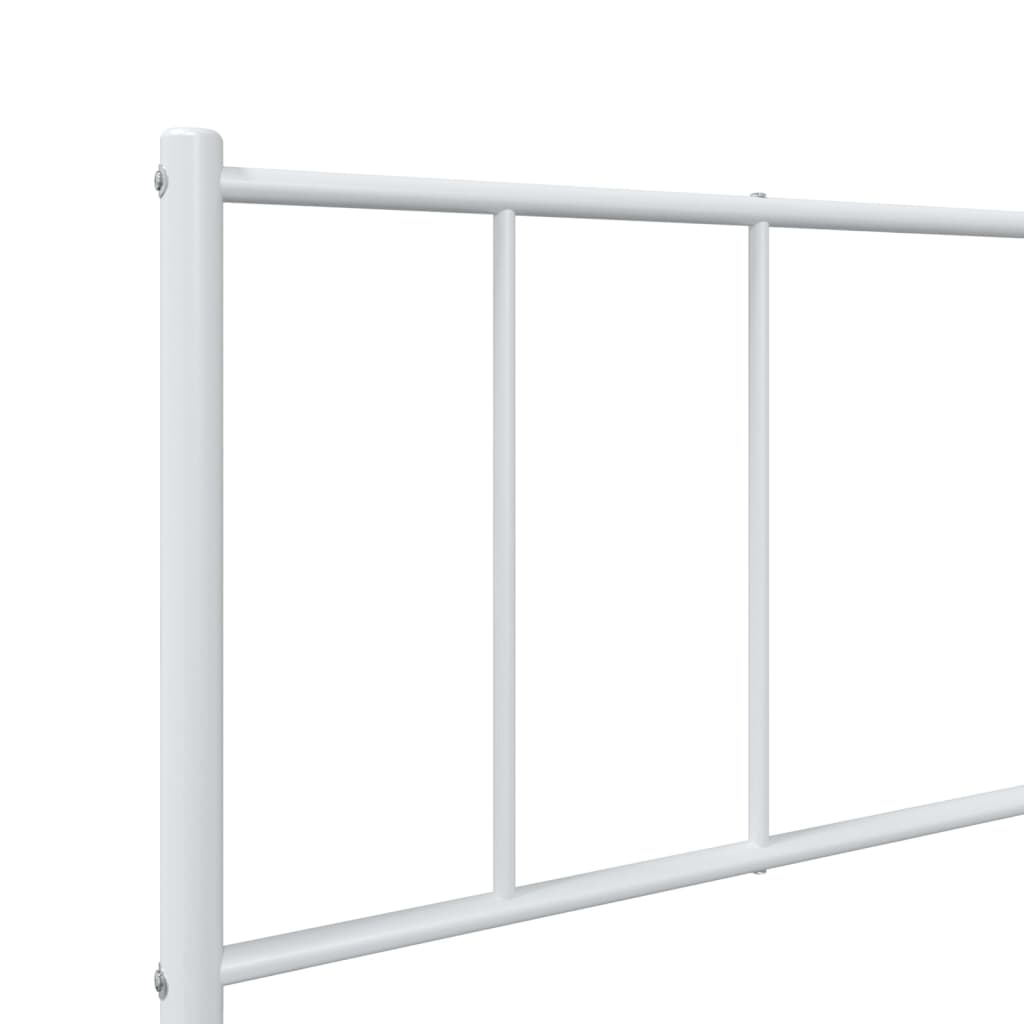 White Metal Bed Frame with Headboard, 107x203cm, No Mattress Included