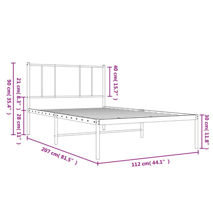White Metal Bed Frame with Headboard, 107x203cm, No Mattress Included