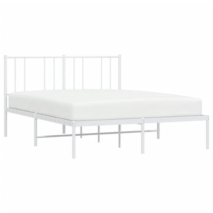 White Metal Bed Frame with Headboard - 120x190cm, No Mattress