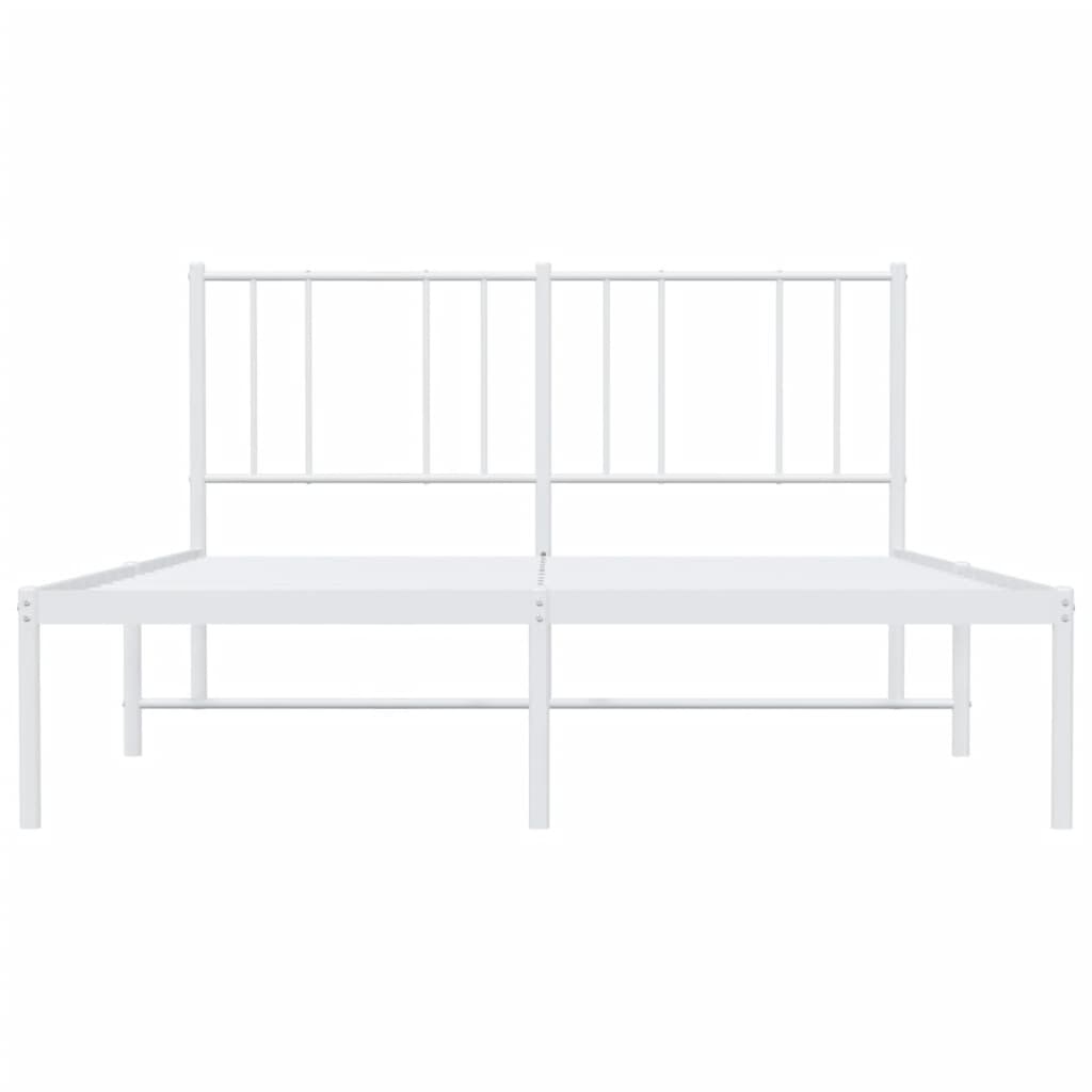 White Metal Bed Frame with Headboard - 120x190cm, No Mattress