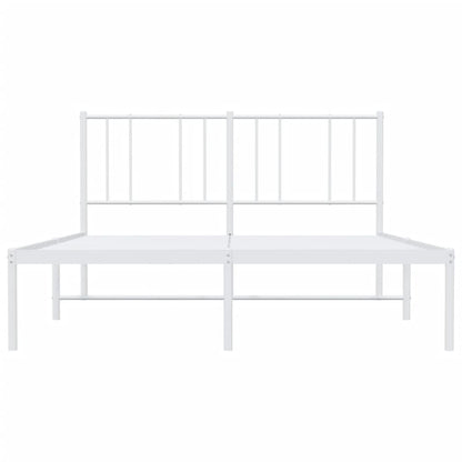 White Metal Bed Frame with Headboard - 120x190cm, No Mattress