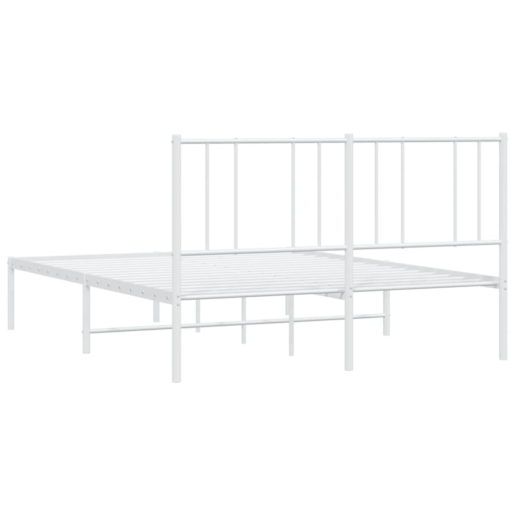 White Metal Bed Frame with Headboard - 120x190cm, No Mattress