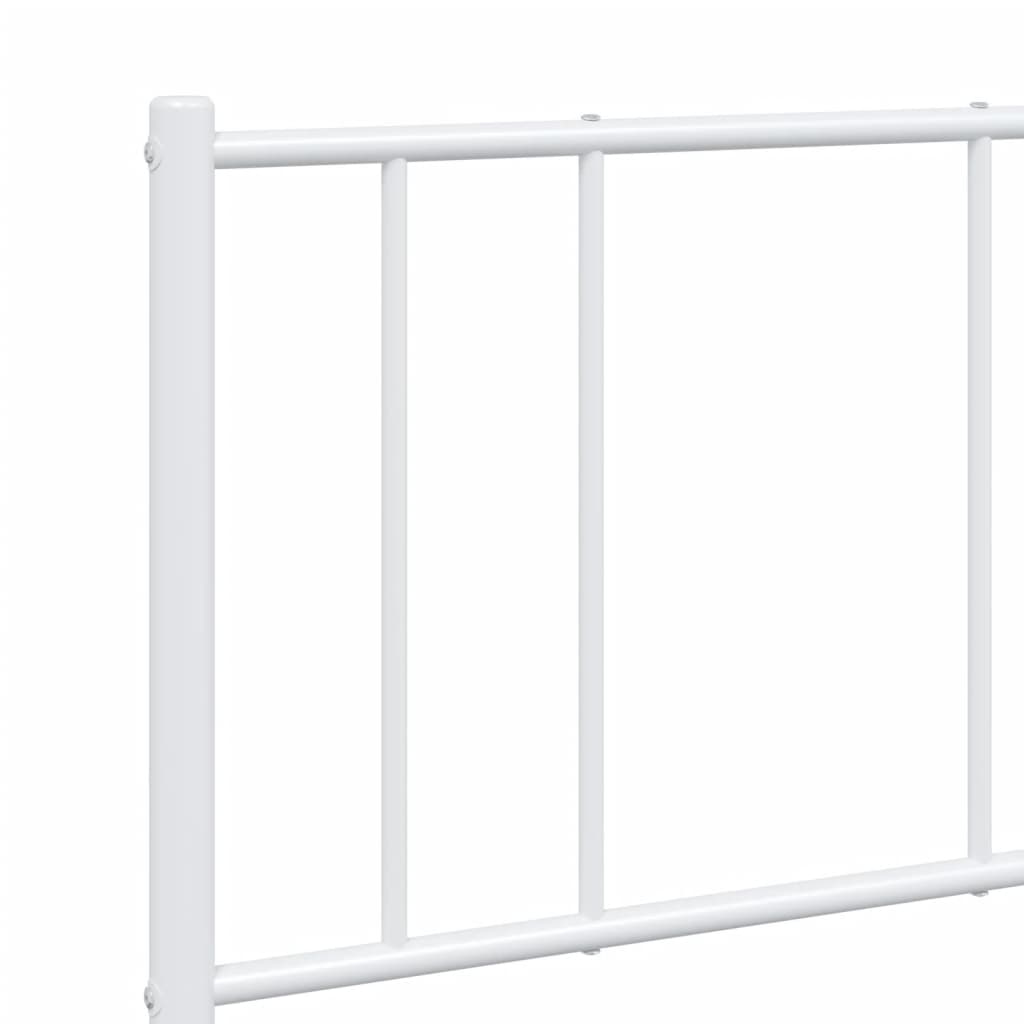 White Metal Bed Frame with Headboard - 120x190cm, No Mattress