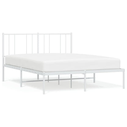 White Metal Bed Frame with Headboard 120x200cm - No Mattress