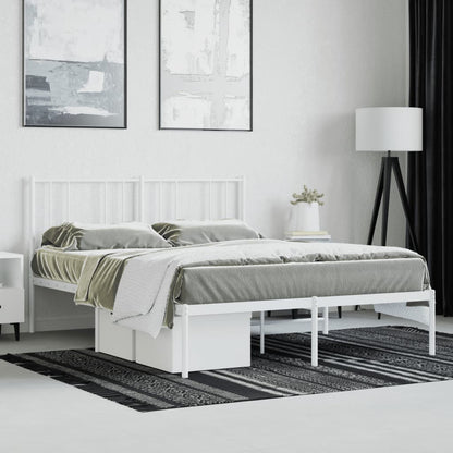White Metal Bed Frame with Headboard 120x200cm - No Mattress