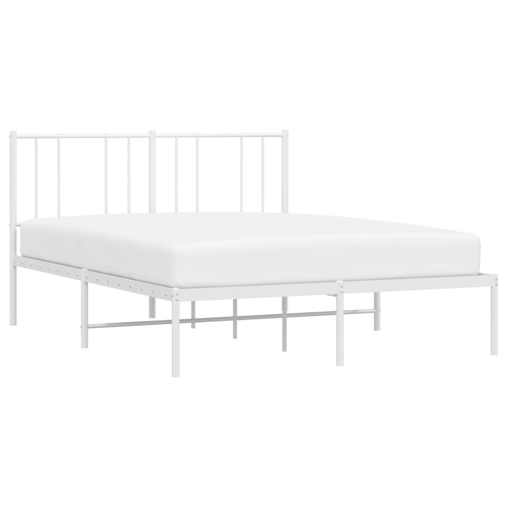 White Metal Bed Frame with Headboard 120x200cm - No Mattress