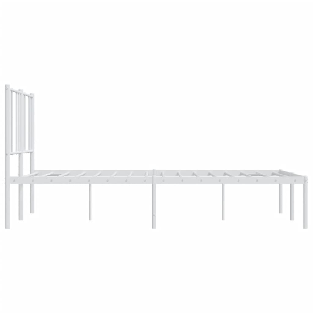 White Metal Bed Frame with Headboard 120x200cm - No Mattress