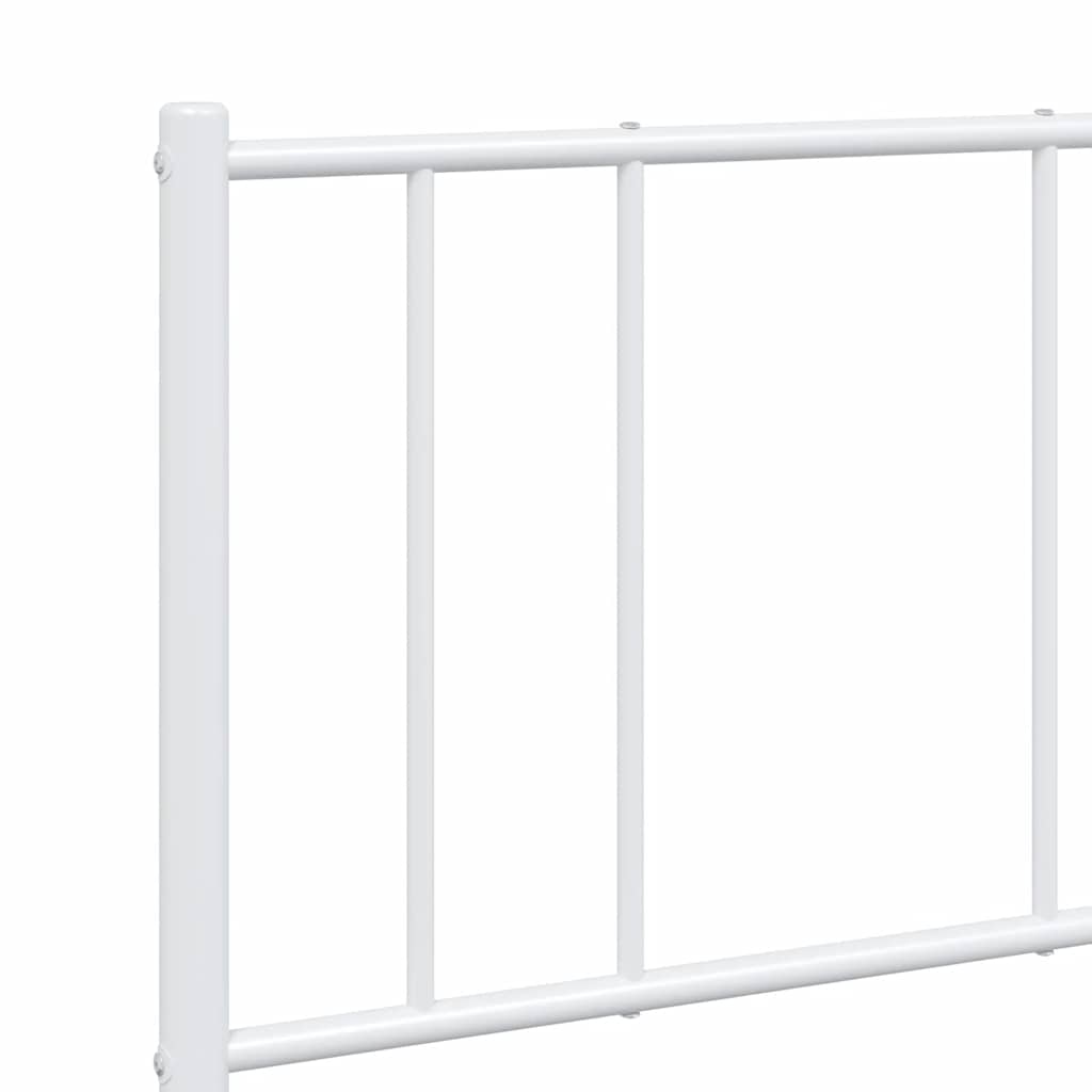 White Metal Bed Frame with Headboard, 135x190cm, No Mattress